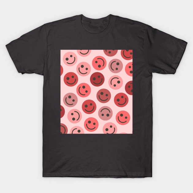 Pink Happy Faces T-Shirt by gray-cat